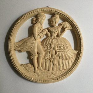 Vintage chalk ware  wall plaque wall hanging decor couple dancing